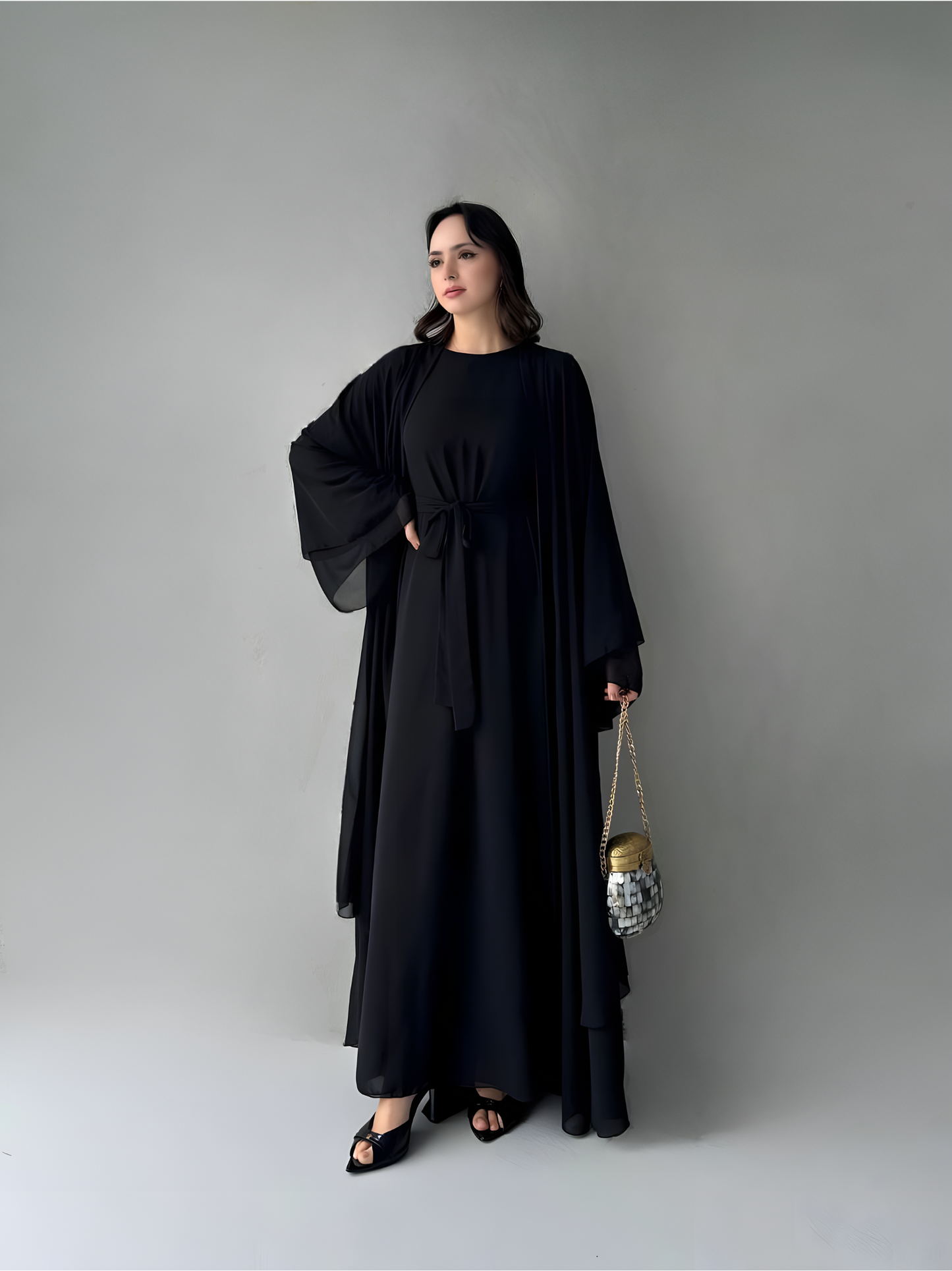 Two-Piece Abaya Set Black