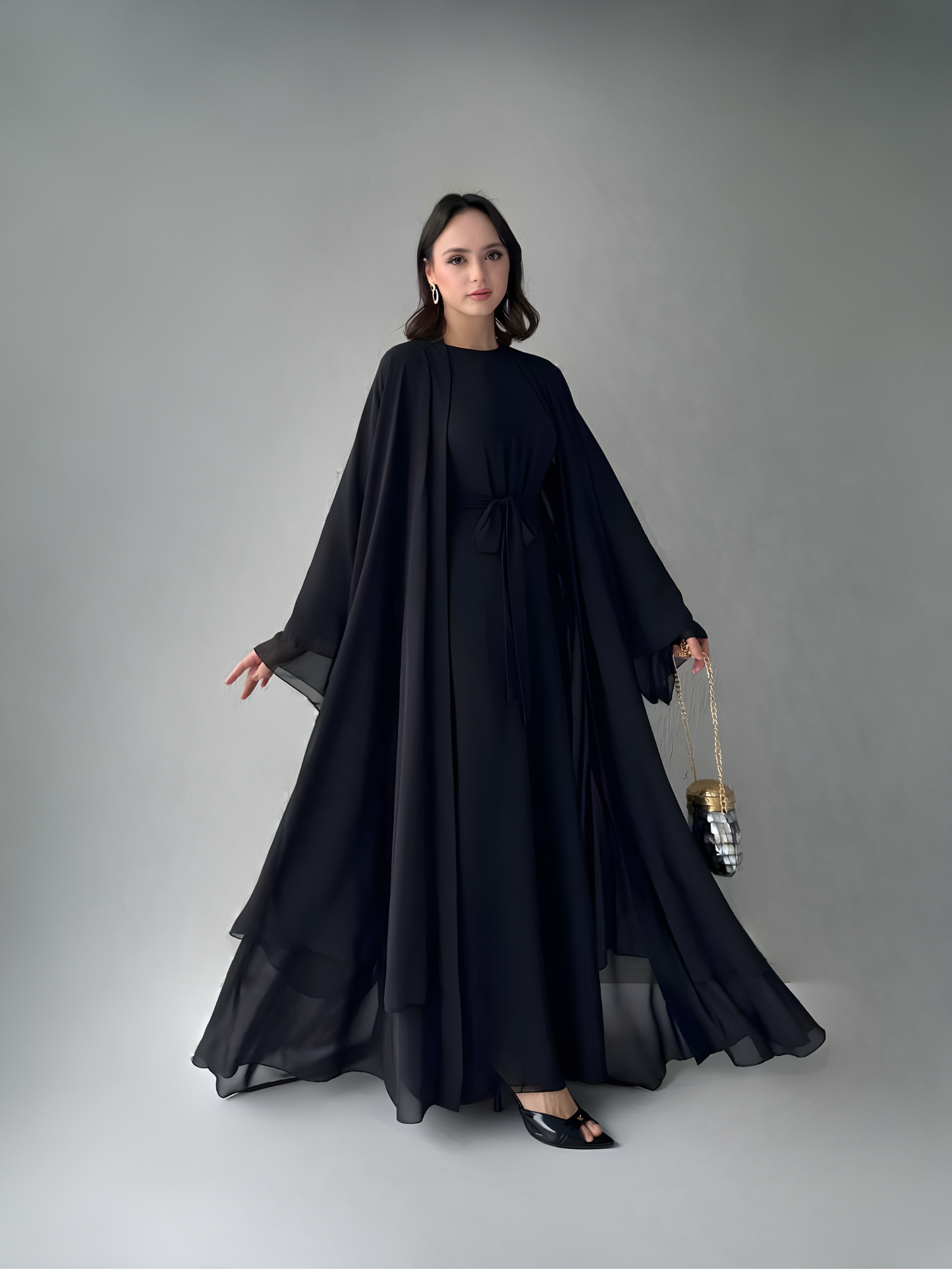 Two-Piece Abaya Set Black