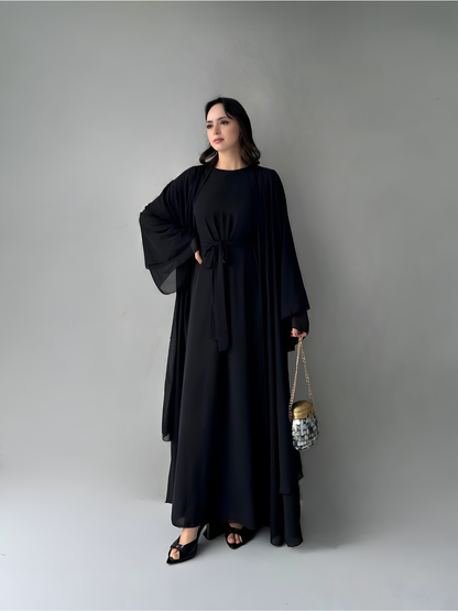 Two-Piece Abaya Set Black