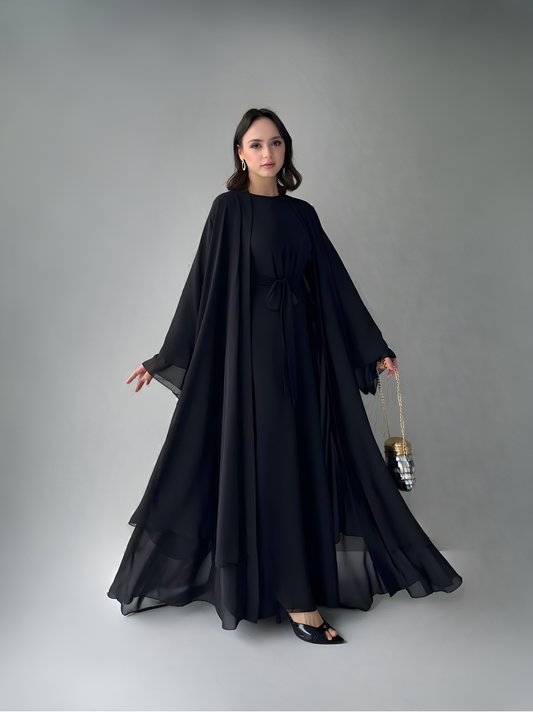 Two-Piece Abaya Set Black