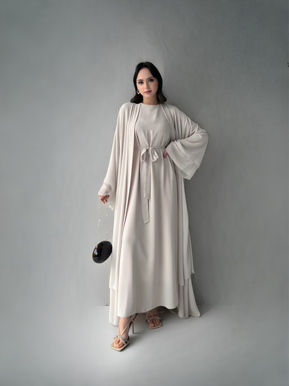 Two-Piece Abaya Set Beige