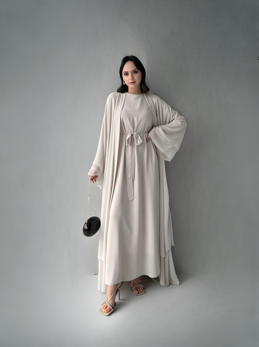 Two-Piece Abaya Set Beige