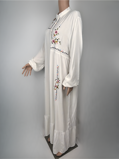 Classic White Embroidered Long Dress